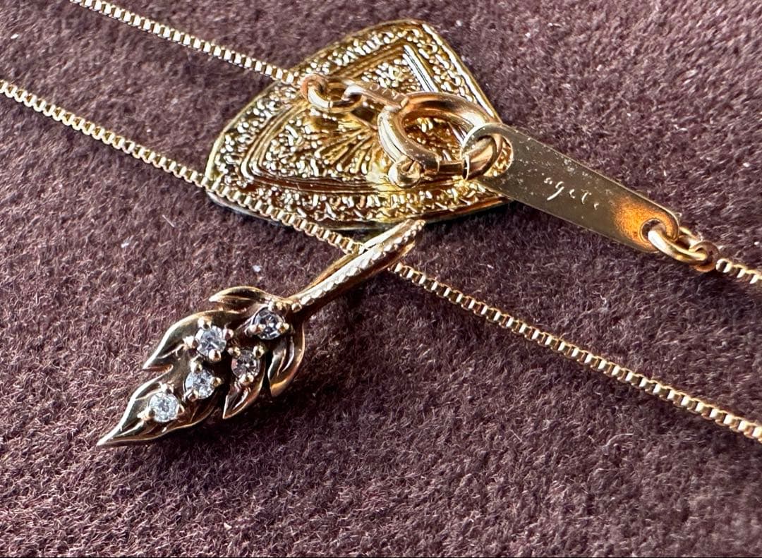 agete K10 ダイヤ リーフネックレス