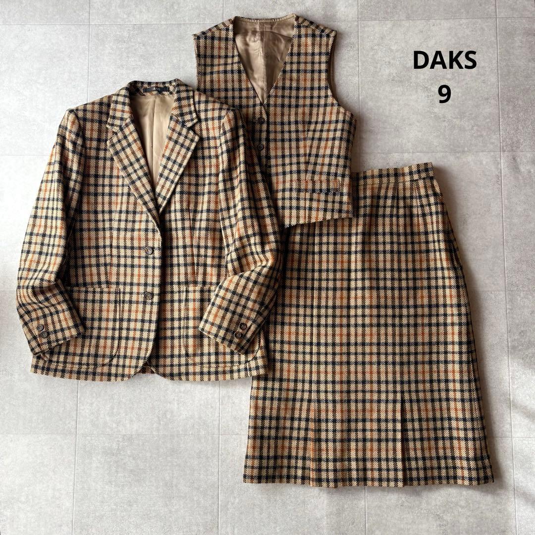 DAKS ダックス 3ピース スカートスーツ ウール セットアップ 9
