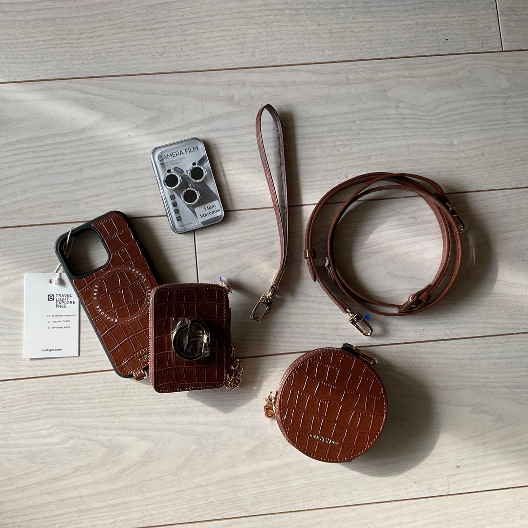 新品未使用　custype ブラウン クロコダイル風iPhone14proケース